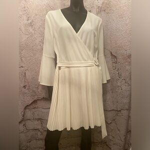 Bebe White Pleated Belted Romper